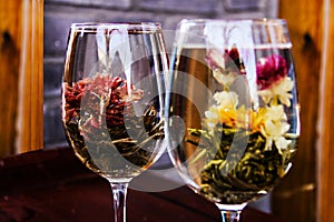 The beautiful flowers in the glass, China photo